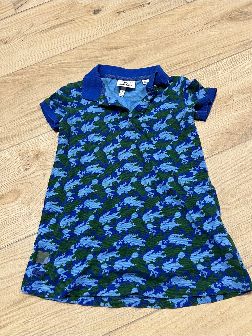 Lacoste Blue & Green Camo Polo Dress - Kids
